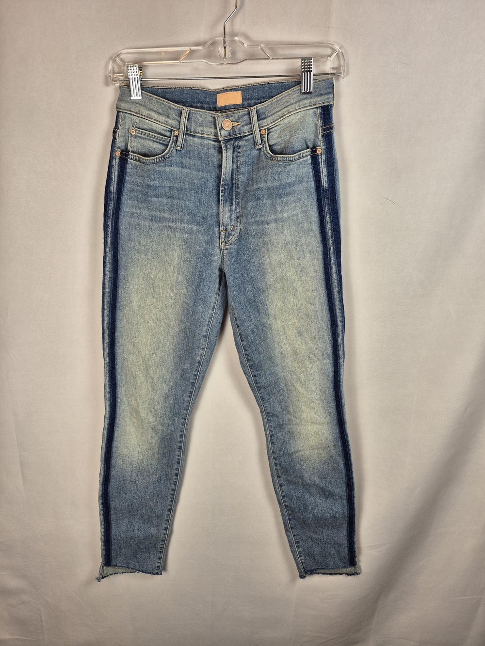 MOTHER Light Blue Ankle Jeans with Dark Blue Side Stripe Size 27